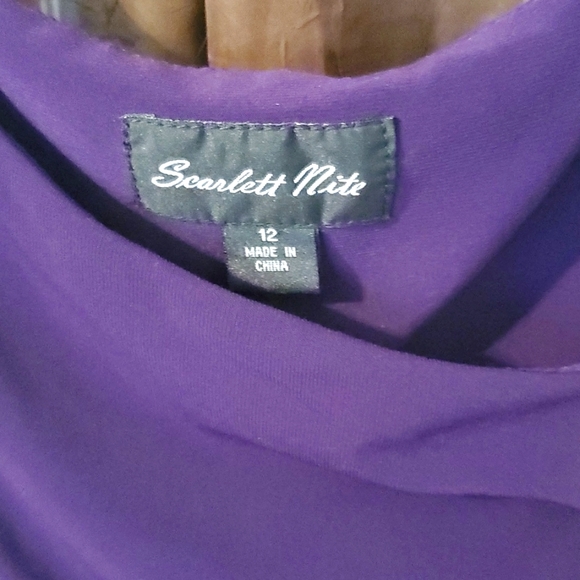 Scarlett Nite πPlum Purple Ruffled Dress,Women's sz12 - pull over stretch fit - Picture 3 of 8